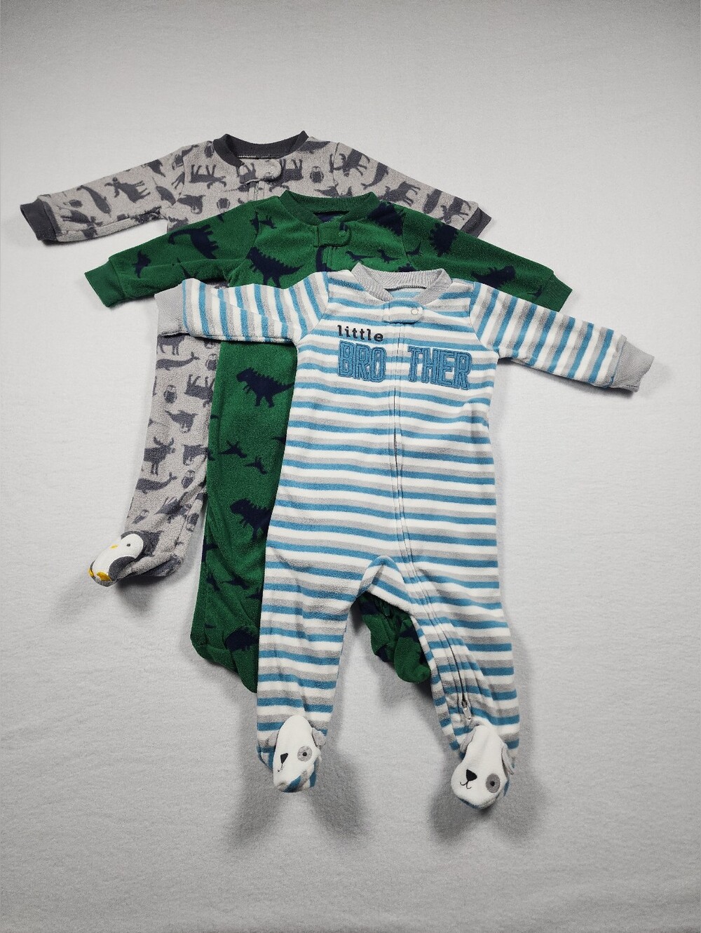 Carter's Just One You 3 Pack Fleece Footed Sleepers 6M Dinosaur Baby Boy Pajamas